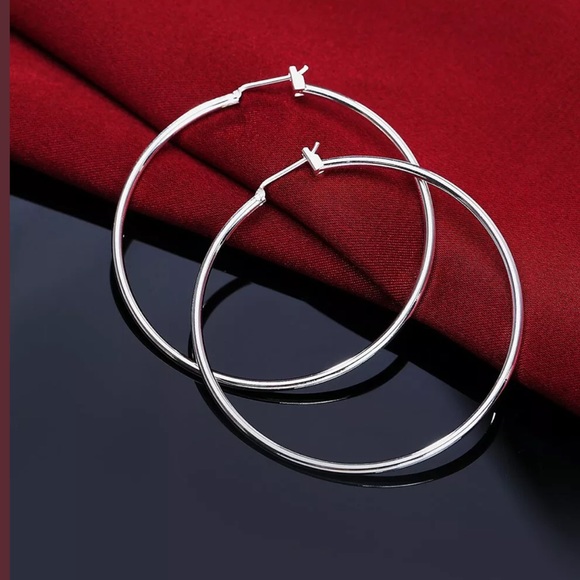 Jewelry - Sterling Silver Circle Round Hoops 1.76”